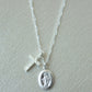 Silver Tiny Virgin Mary Cross Necklace