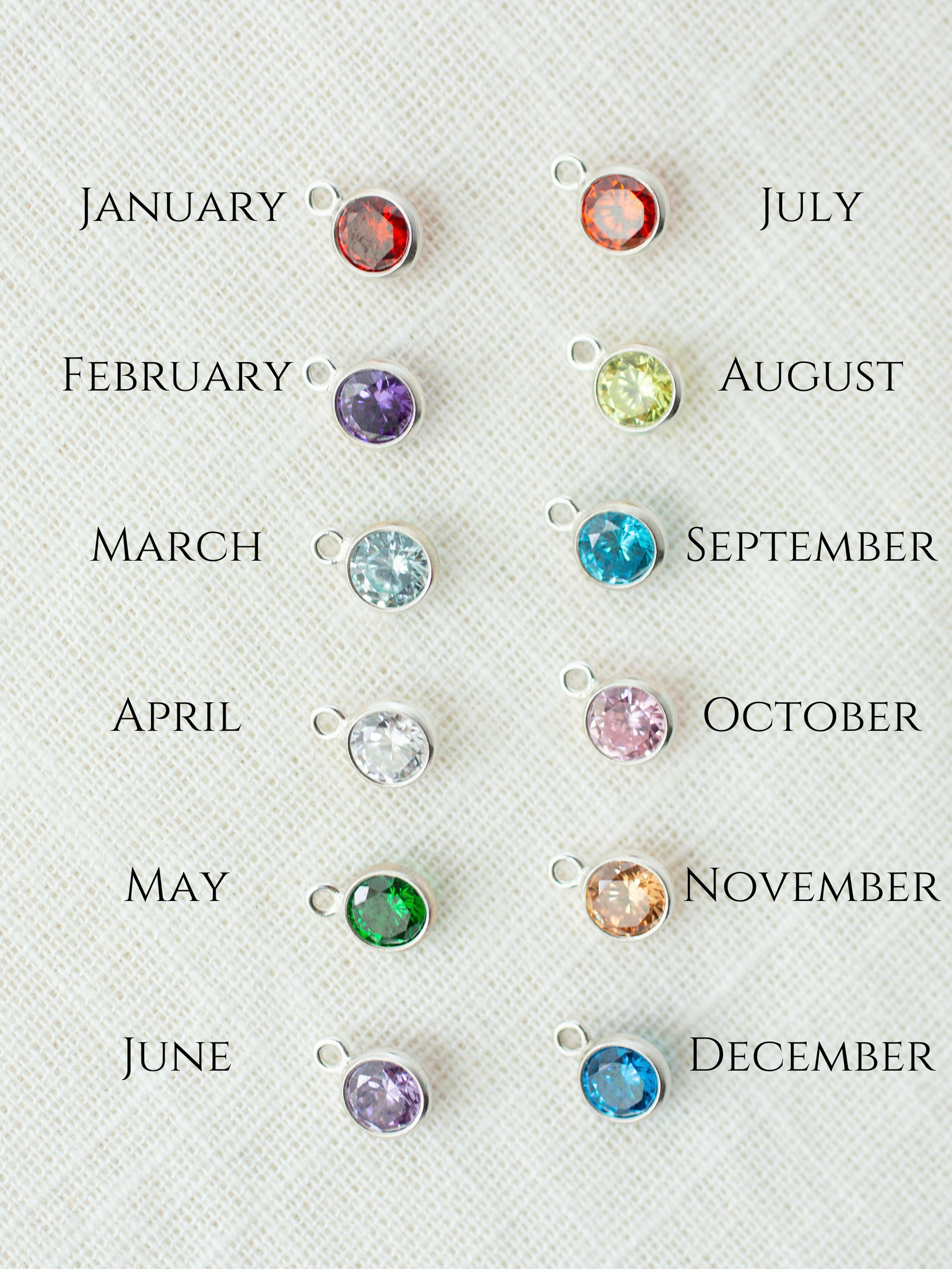  Sterling Silver Birthstone charms