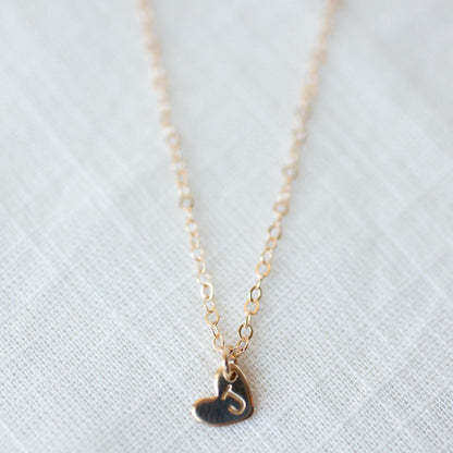 Tiny Heart Initial Necklace For Women