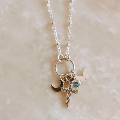 dainty sterling silver charm necklace