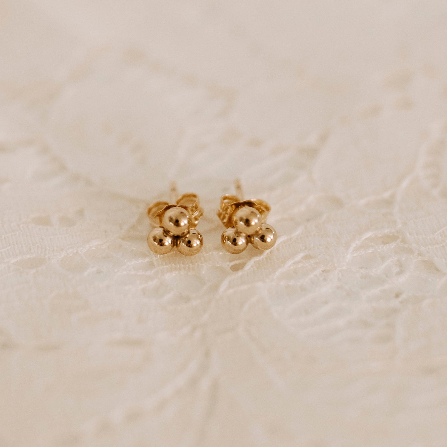 14k gold filled bead cluster stud earrings