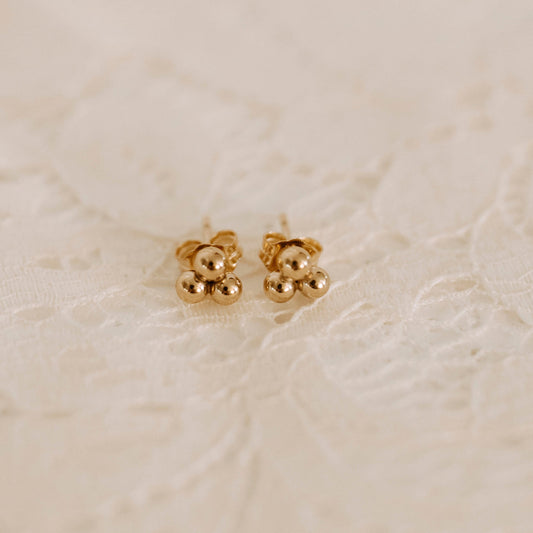 14k gold filled bead cluster stud earrings