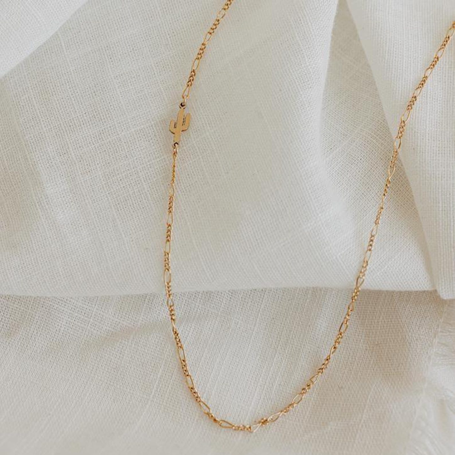 gold filled cactus necklace