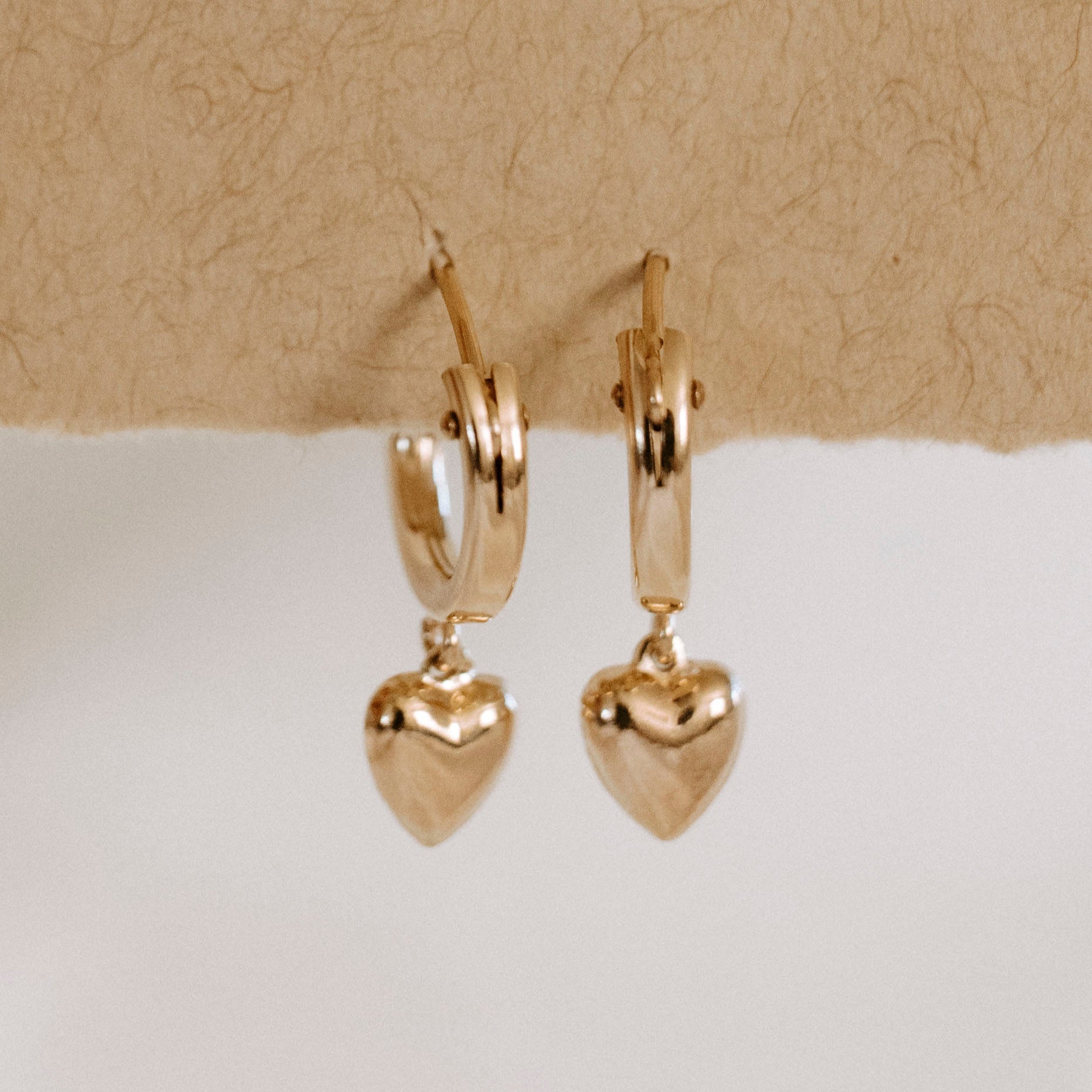 gold filled heart hoop earrings