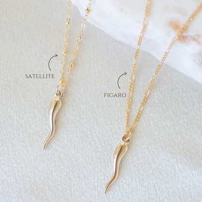 Gold Filled Italian Horn Necklace