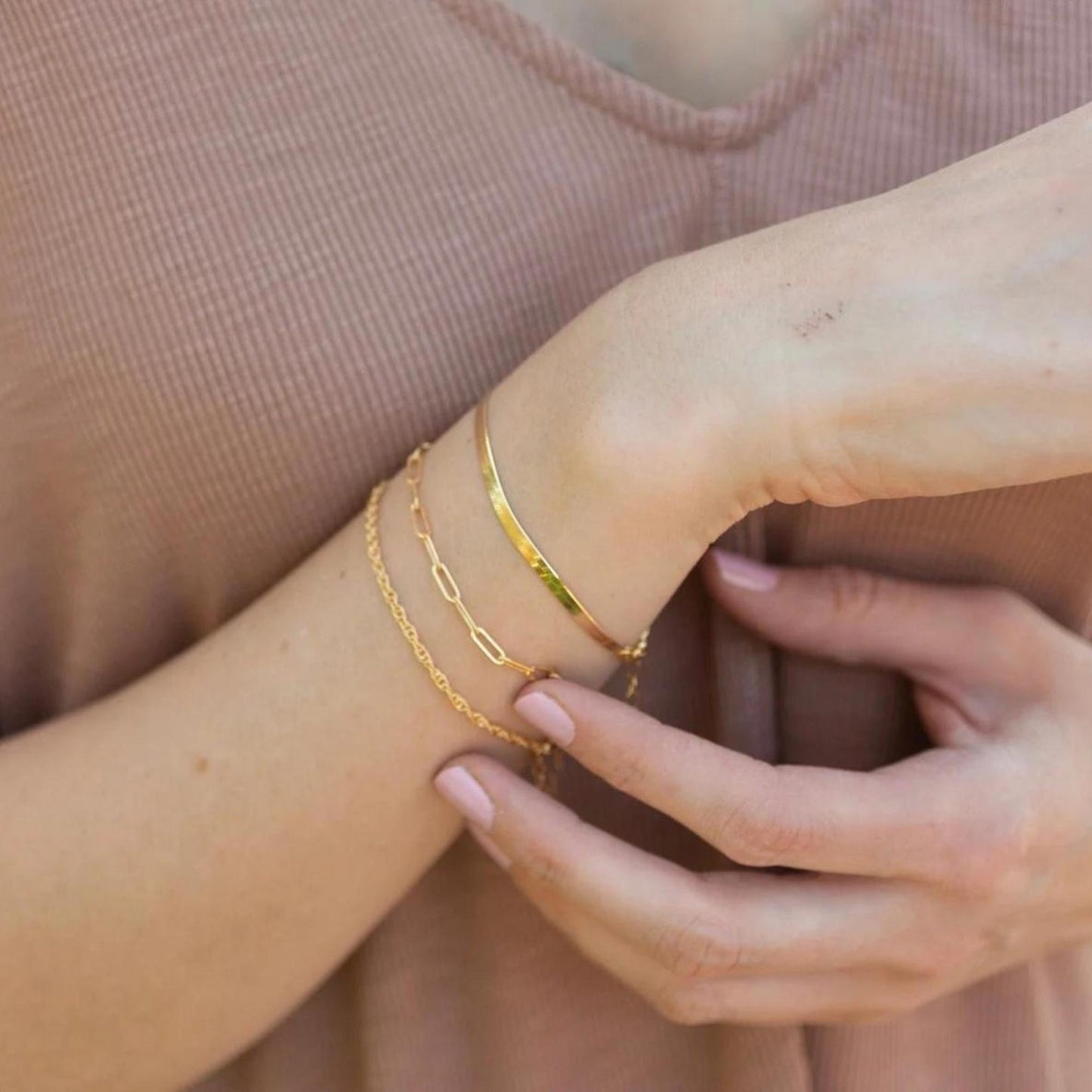 gold filled paperclip bracelet for her