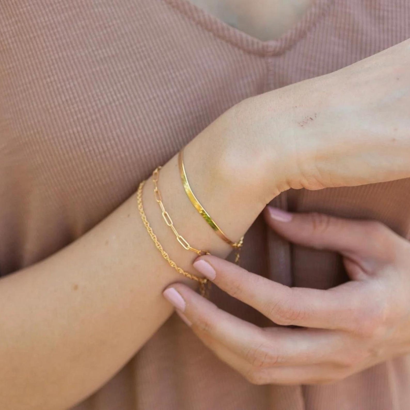 gold filled paperclip bracelet for her