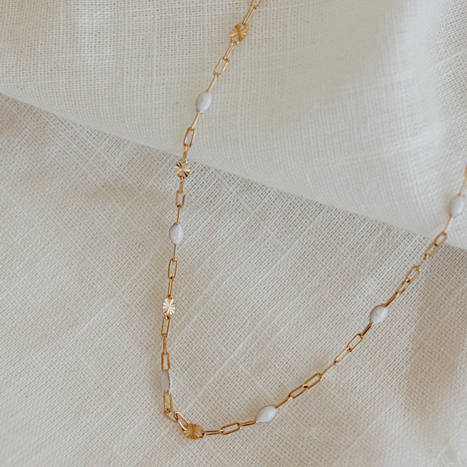 gold filled white starburst necklace