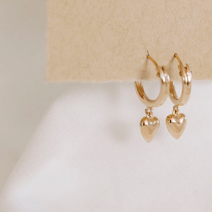 heart hoop earrings gold
