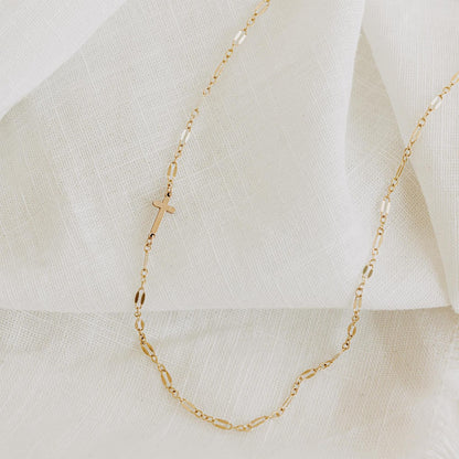 Dainty Sideways Cross Necklace