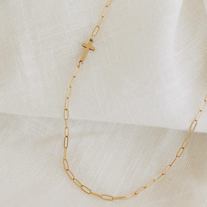 Dainty Sideways Cross Necklace