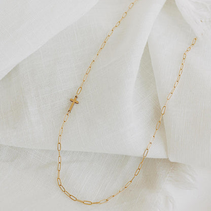 Dainty Sideways Cross Necklace