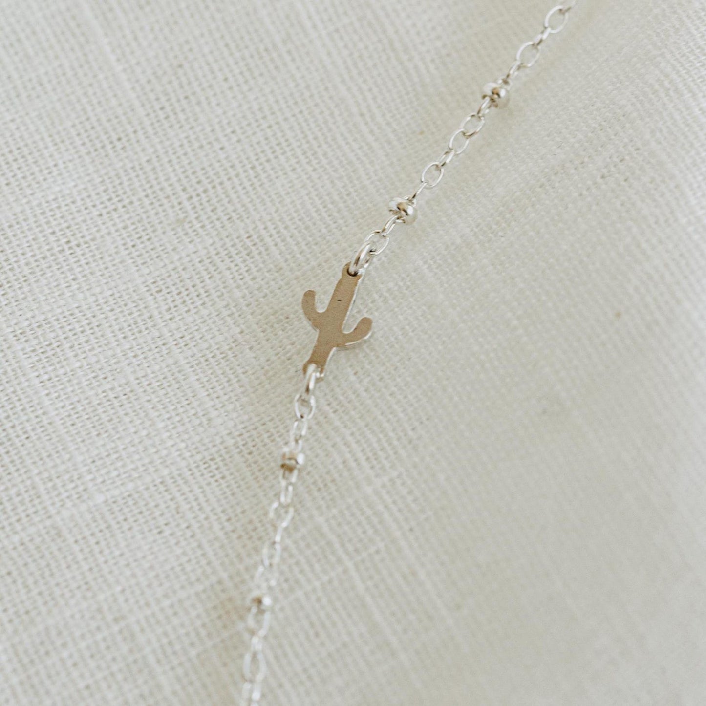 Silver Sideways Cactus Necklace