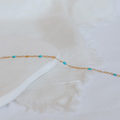 Aqua Starlight Enamel Necklace