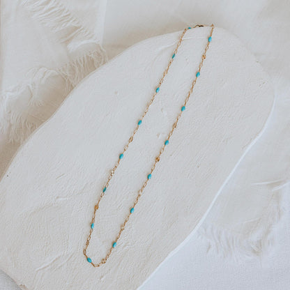 Aqua Starlight Enamel Necklace