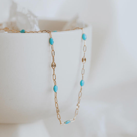 Aqua Starlight Enamel Necklace