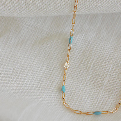 Aqua Starlight Enamel Necklace