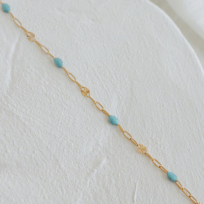 Aqua Starlight Enamel Necklace