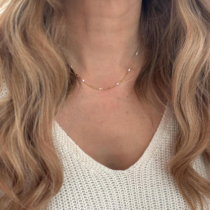 White Starlit Enamel Necklace