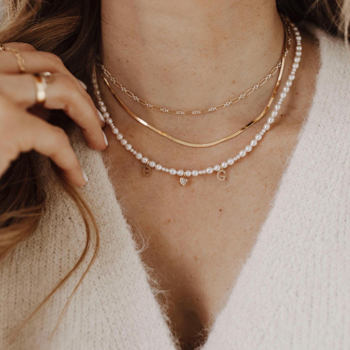 Everly Pearl Initial Necklace
