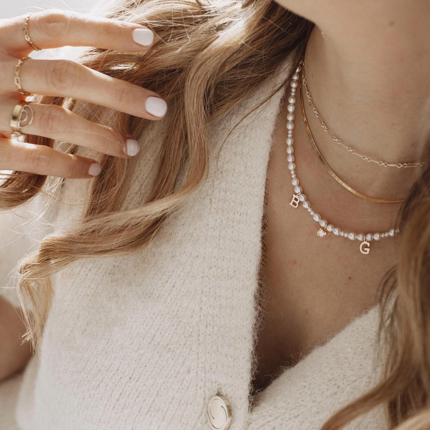 Everly Pearl Initial Necklace