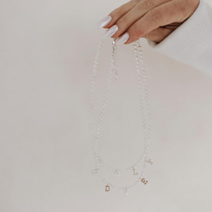 Everly Silver Pearl Initial Necklace