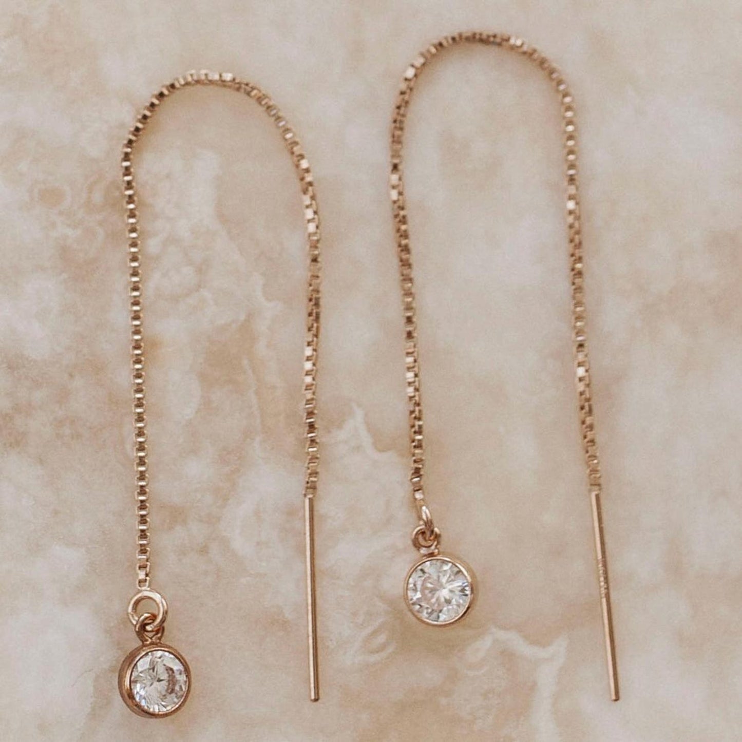Rose Gold Sparkle Threader Earrings