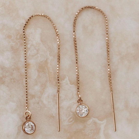Rose Gold Sparkle Threader Earrings