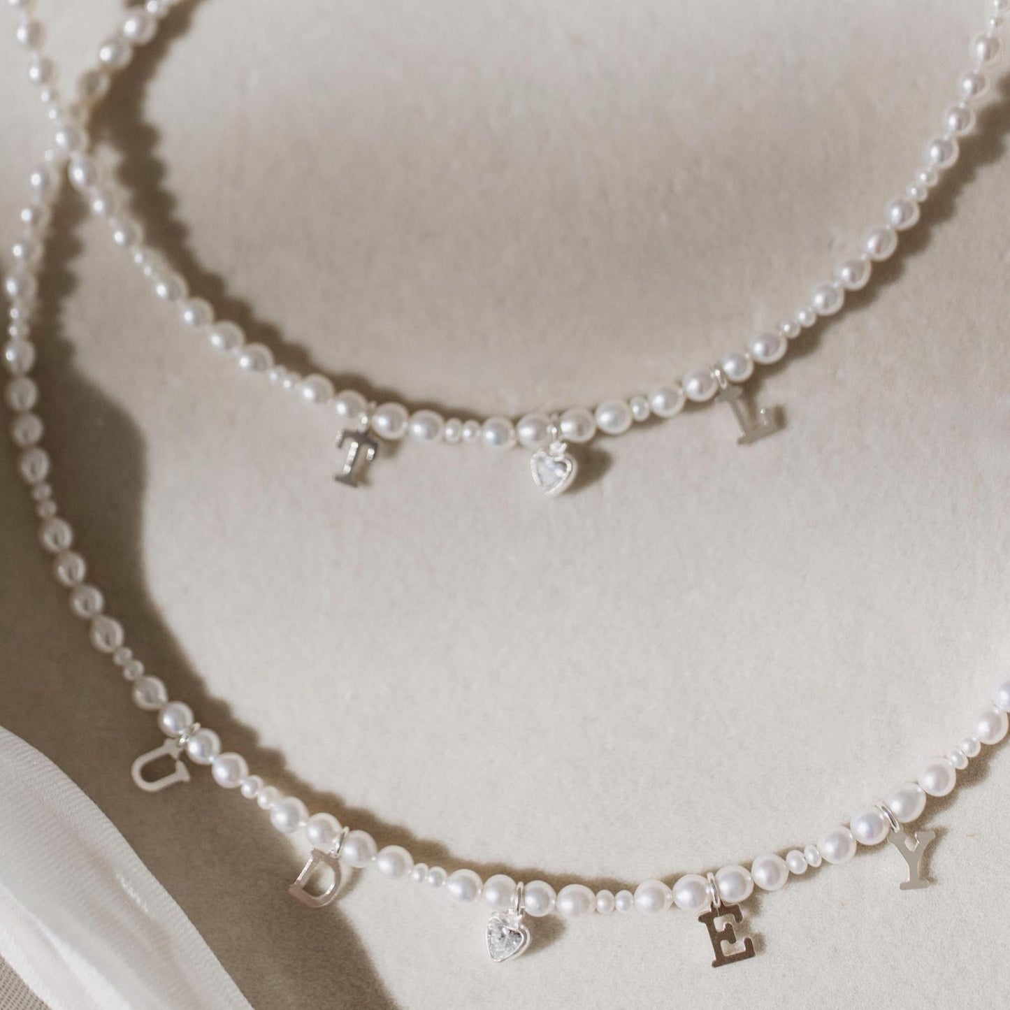 Everly Silver Pearl Initial Necklace