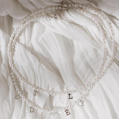 Everly Silver Pearl Initial Necklace