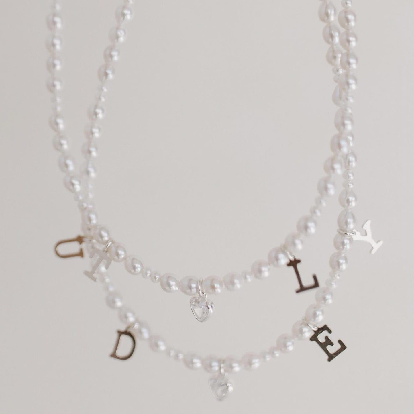 Everly Silver Pearl Initial Necklace