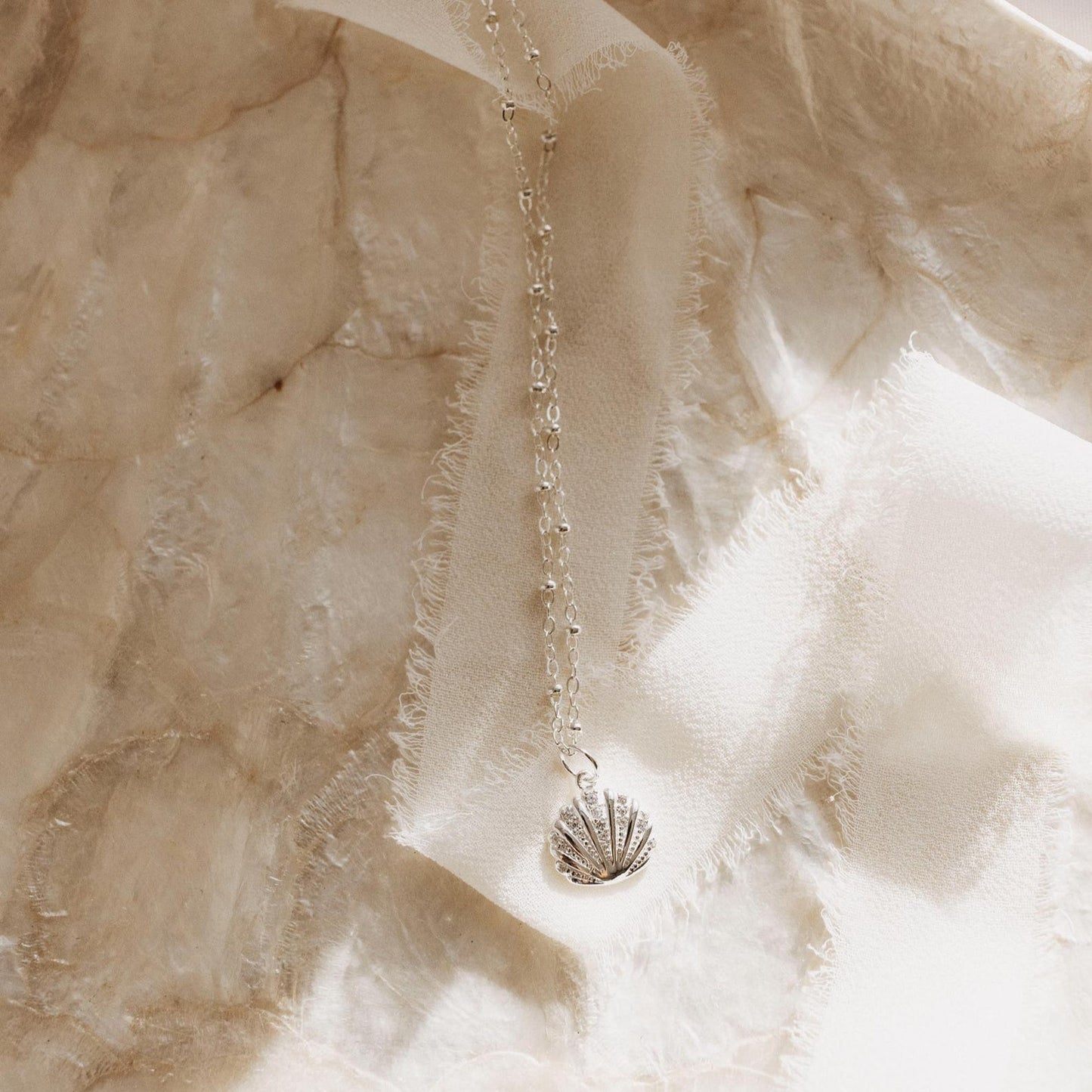 Silver Tide Shell Necklace