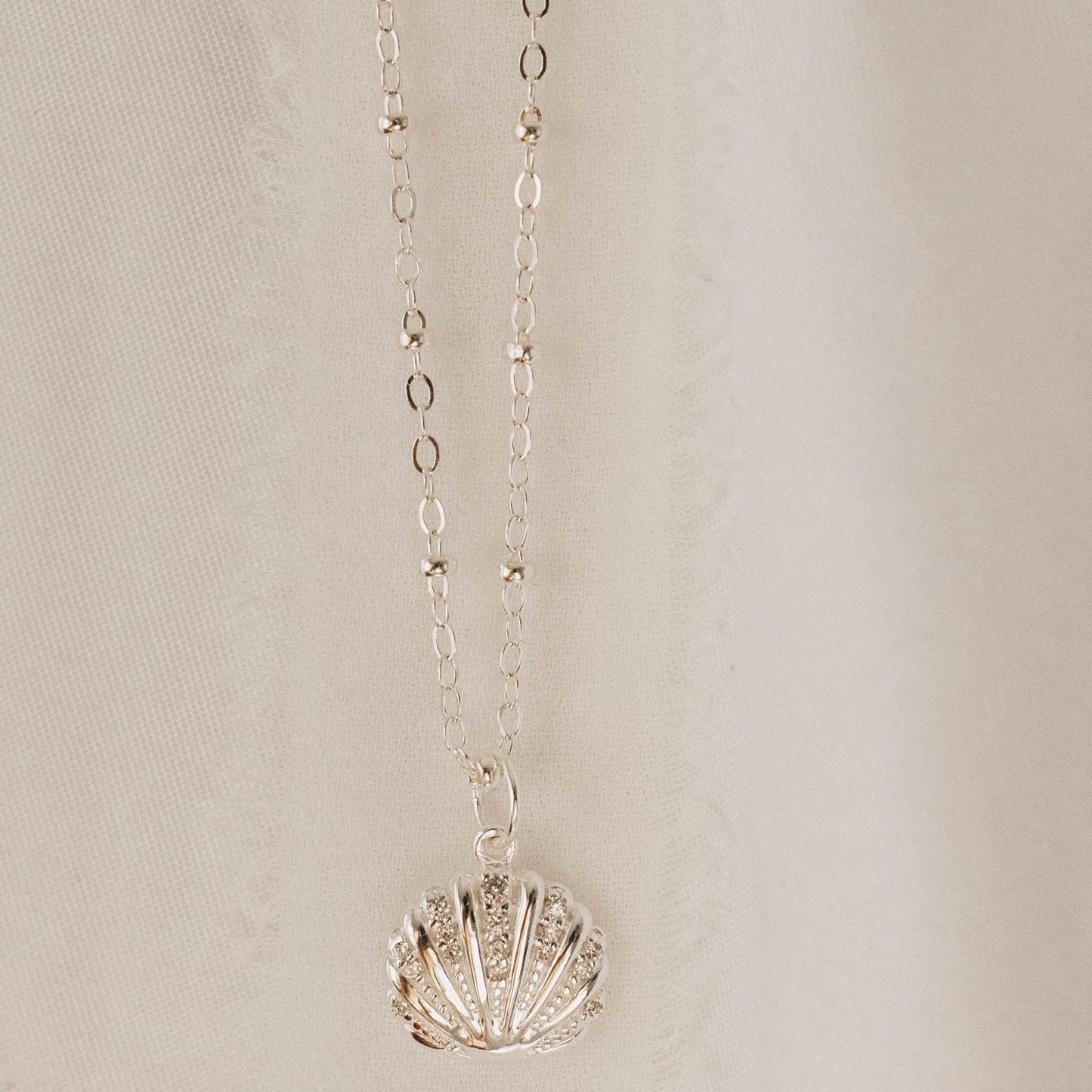 Silver Tide Shell Necklace