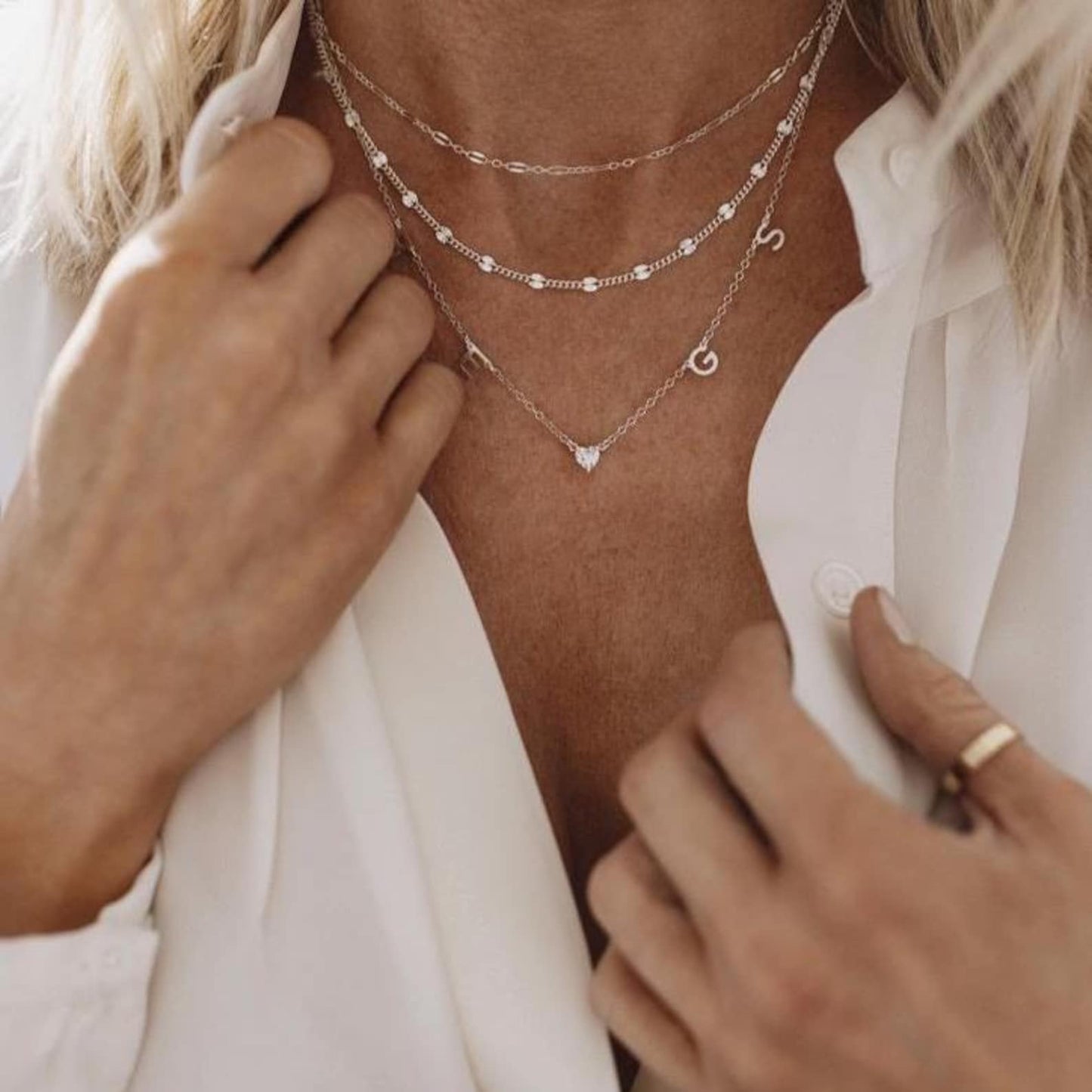 Silver Sparkle Initial Necklace