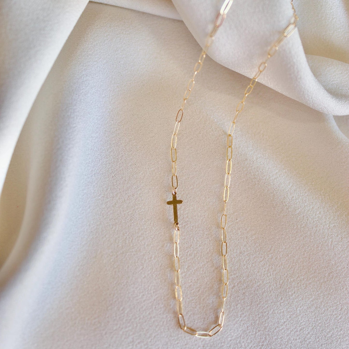 Dainty Sideways Cross Necklace