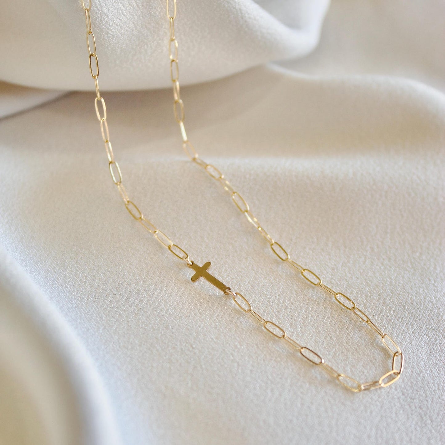 Dainty Sideways Cross Necklace
