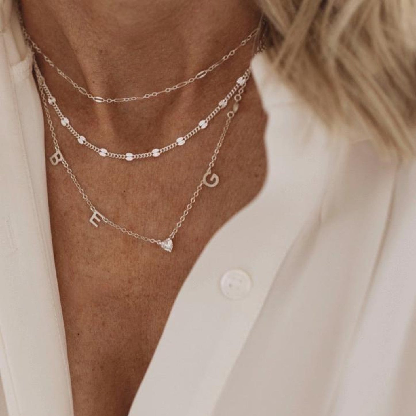 Silver Sparkle Initial Necklace