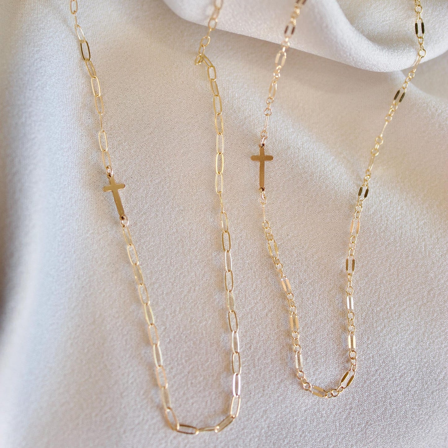 Dainty Sideways Cross Necklace