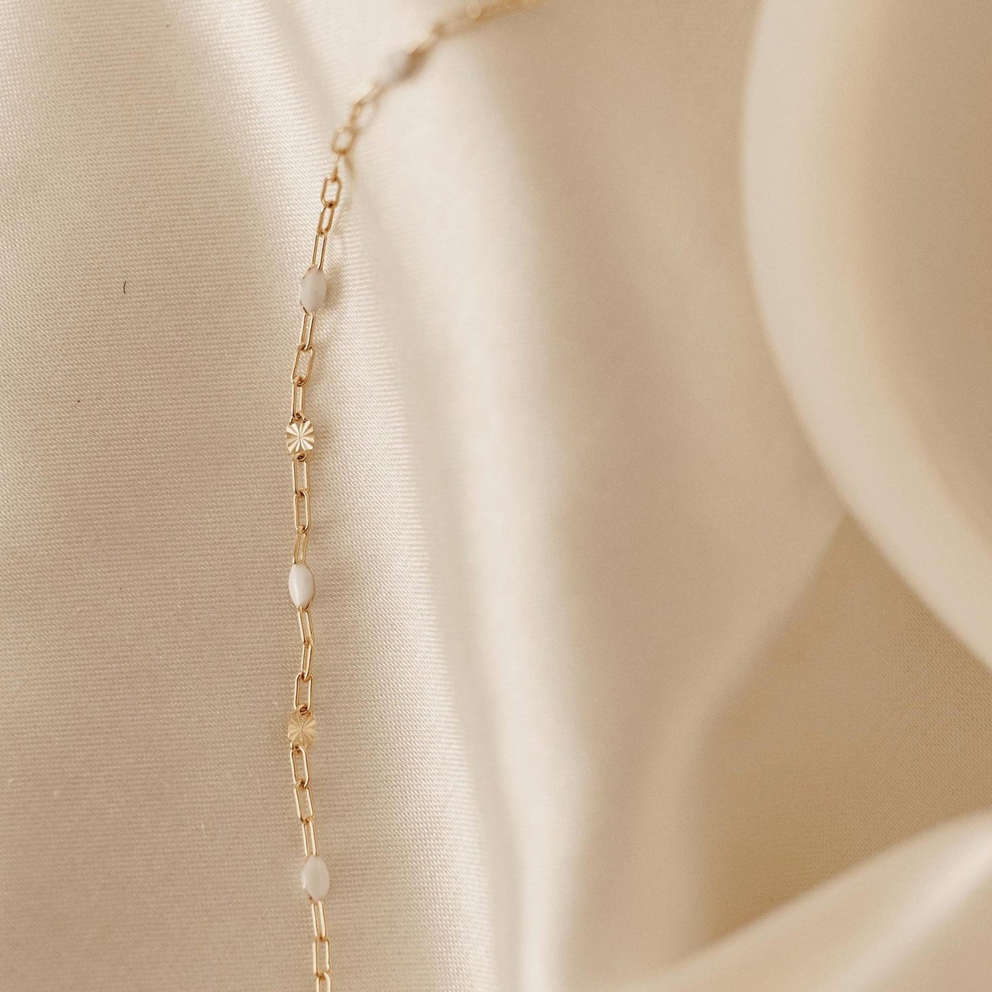 White Starlit Enamel Necklace