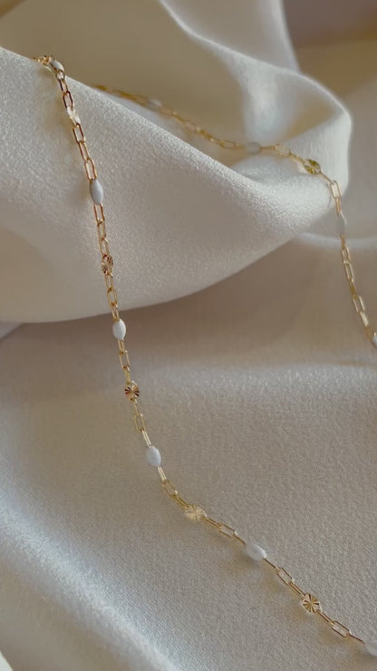 White Starlit Enamel Necklace