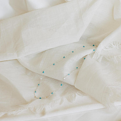 silver aqua enamel necklace 