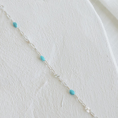 sterling silver aqua enamel necklace 