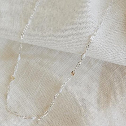 white enamel necklace