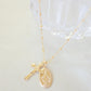 14k Gold Cross Mary Necklace 