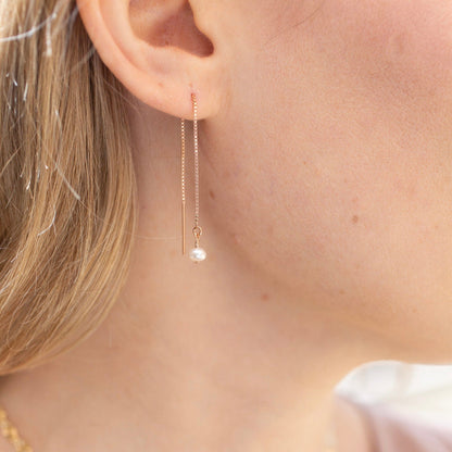 Rose Gold Pearl Threader Earrings