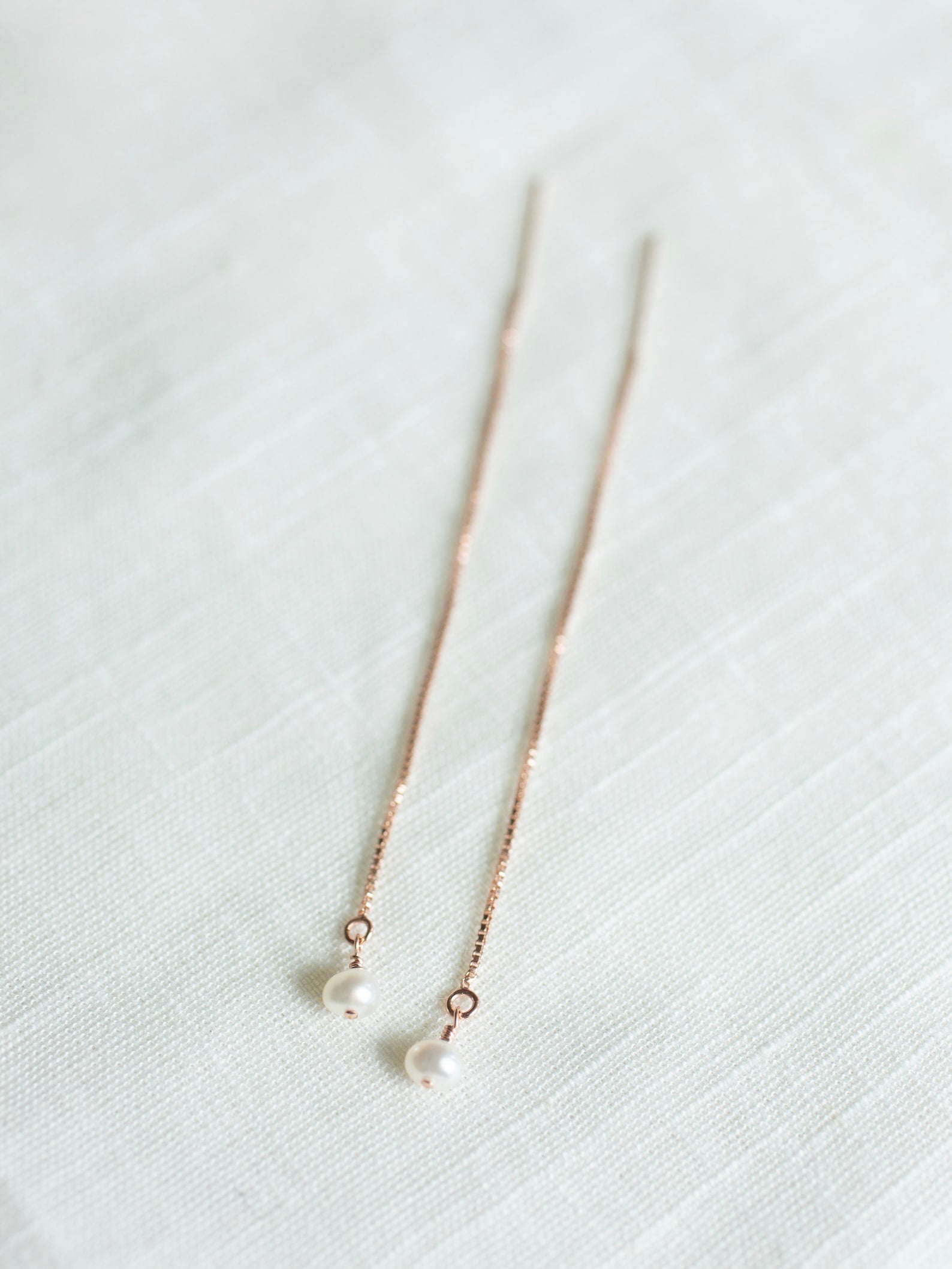 Rose Gold Pearl Threader Earrings