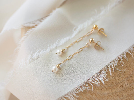 Beaded Chain Stud Earrings