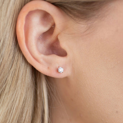 Gold Clear Stud Earrings For Women 