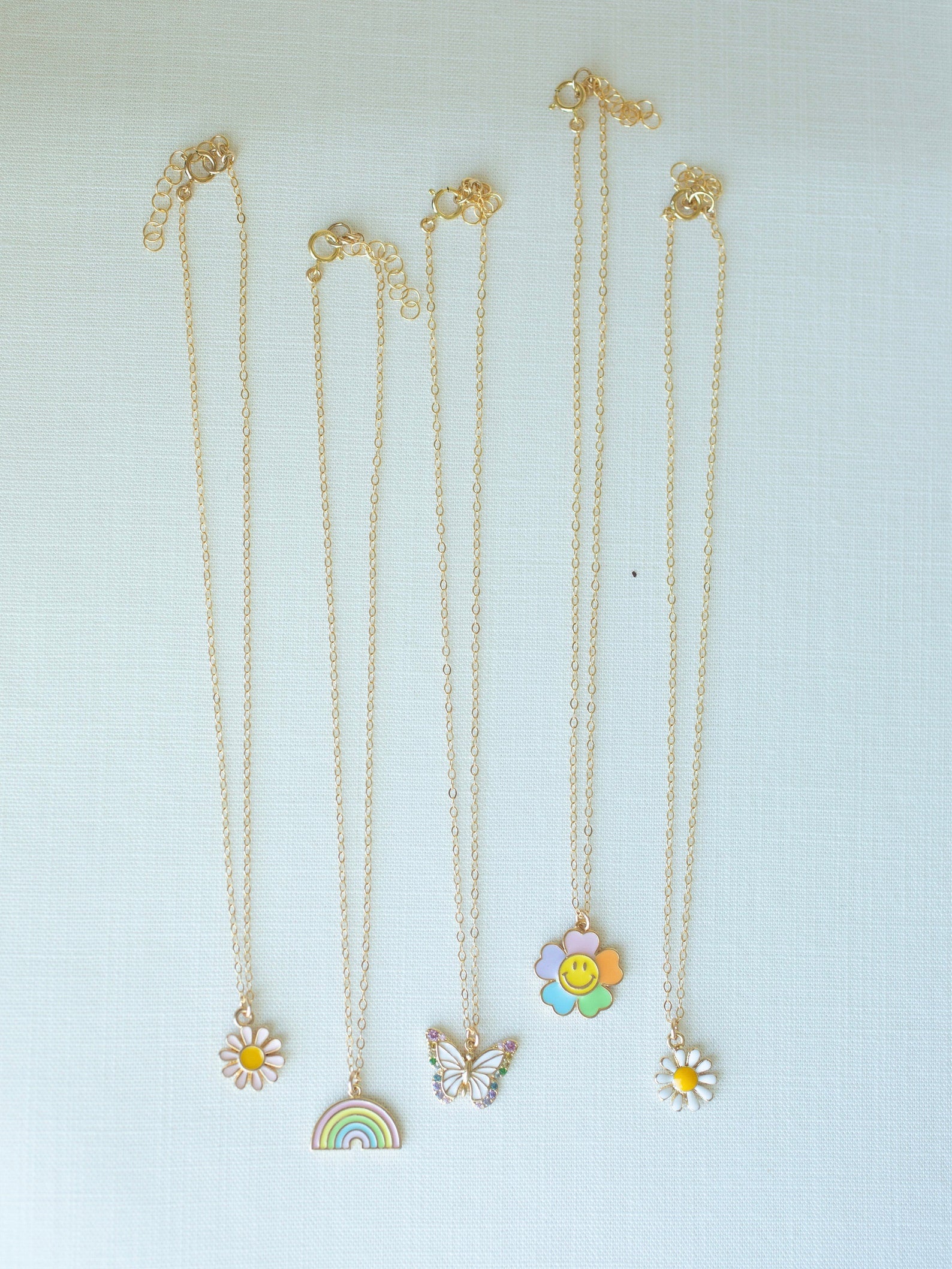Gold Kids Enamel Necklace