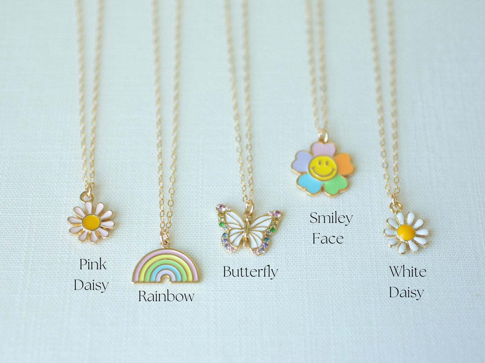 Gold Kids Enamel Necklace